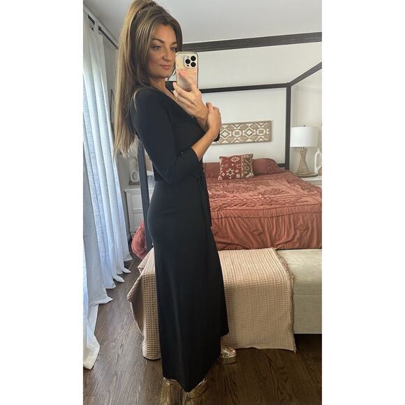 NWT Boston Proper Size Small Black 3/4 Sleeve Gold Grommet Maxi Dress - Picture 5 of 12